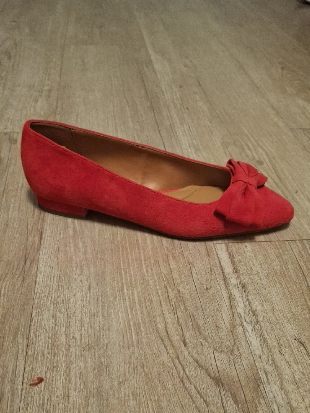 Talbots Red Suede Pointed Toe Flats with Bow
